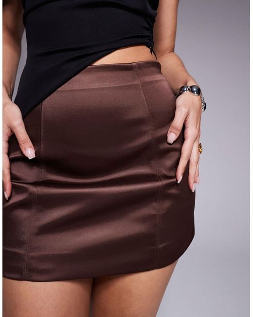 ASOS Brown – strukturierter satin-minirock