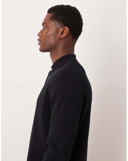 ASOS Black Relaxed Compact Knit Polo for men
