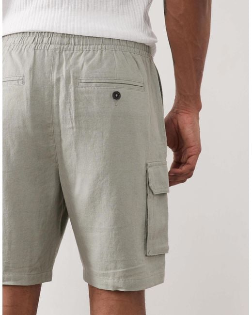 Threadbare Gray Pull On Shorts With Cargo Pockets for men