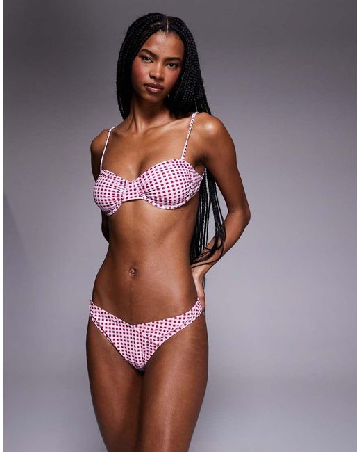 Candypants Pink Gingham Underwire Bikini Top