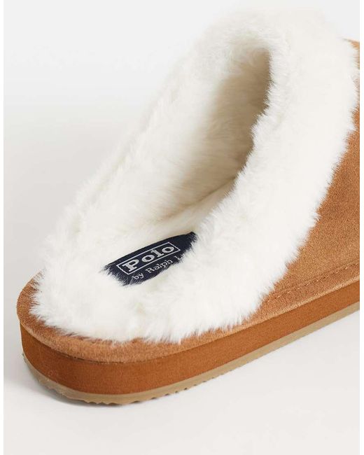 Polo Ralph Lauren Brown Kayleigh Scuff Polo Flats Slipper