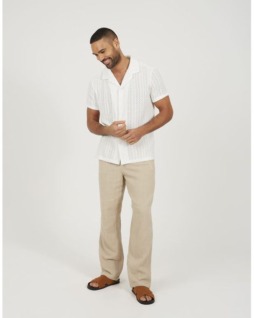Brave Soul White Short Sleeve Sheer Shirt for men