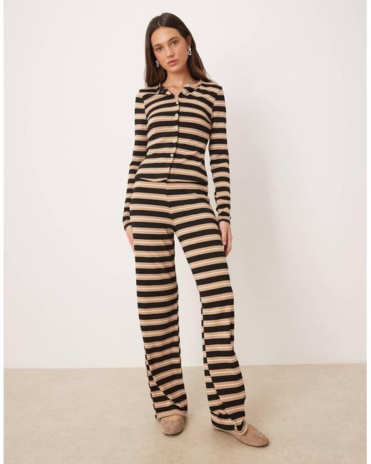 ASOS Brown Button Through Long Sleeve Top