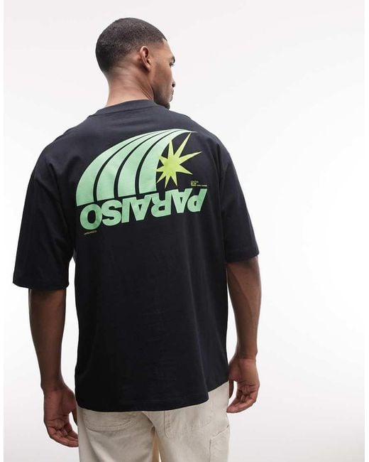 ASOS Blue Oversized T-shirt With Paraiso Graphic for men