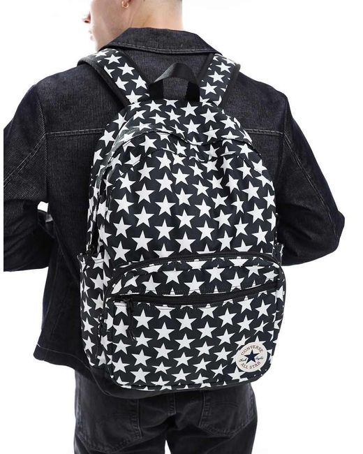 Mochila Negra Con Estampado De Estrellas Blancas De Lona De Converse de hombre de color Blue