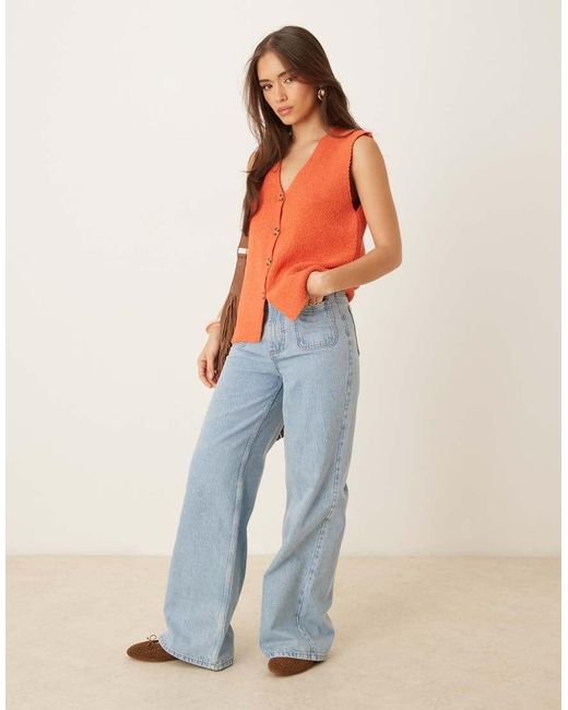 ASOS Orange Slub Knit Relaxed Fit Waistcoat