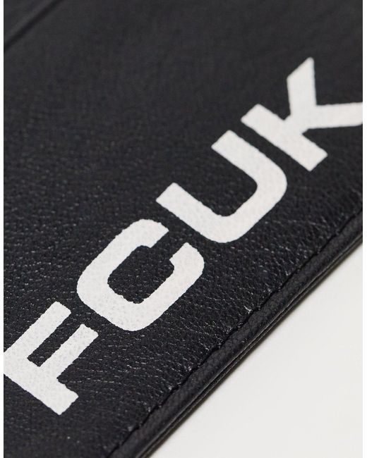 French Connection White Fcuk Leather Cardholder With Large Logo for men