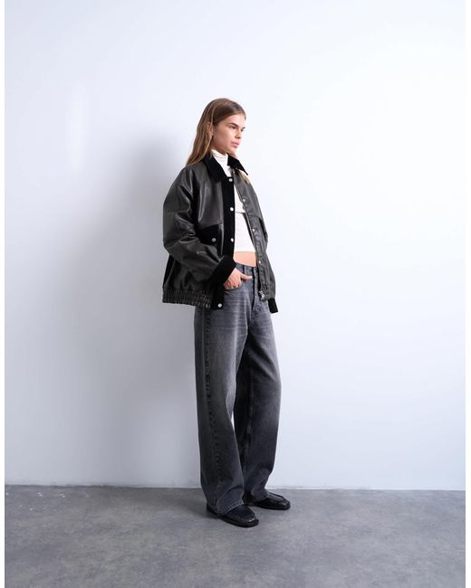 TOPSHOP Gray – jacke aus kunstleder