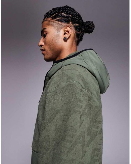 EA7 Gray Armani Logo Embossed Polar Fleece With Hood for men