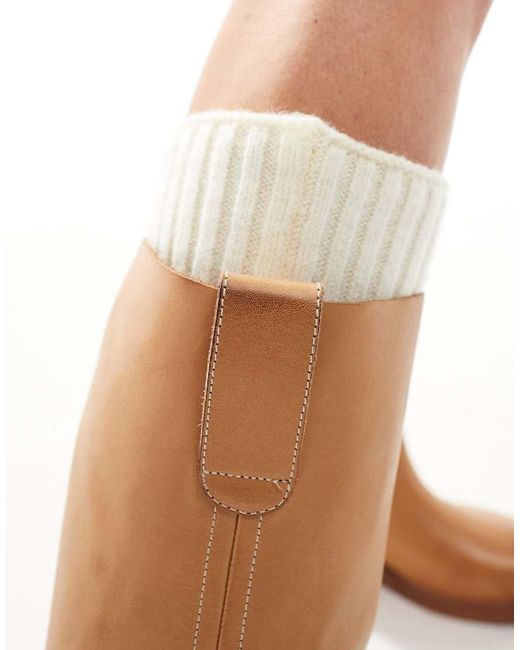 ASOS White Cindy Leather Pull On Boot