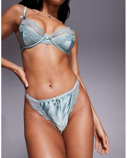 Boux Avenue Multicolor Clover Embroidered Satin Trim Tanga Thong