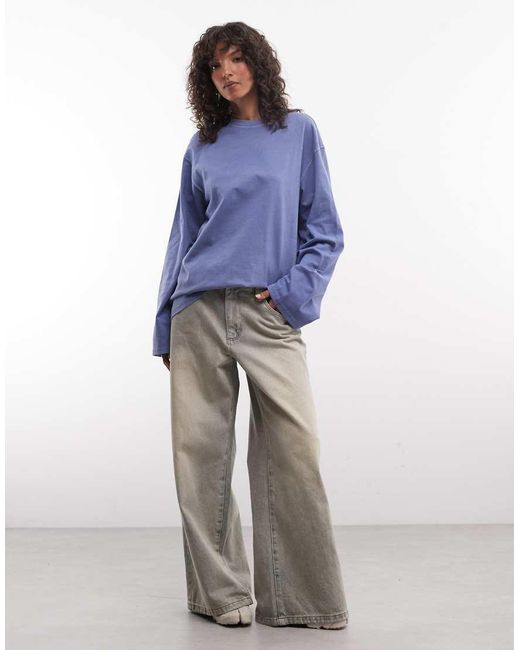 Weekday Blue Oversized Long Sleeve T-shirt