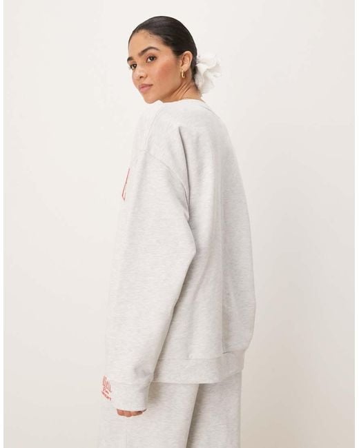 ASOS Gray Oversized Sweatshirt With Embroidered Marseille Graphic