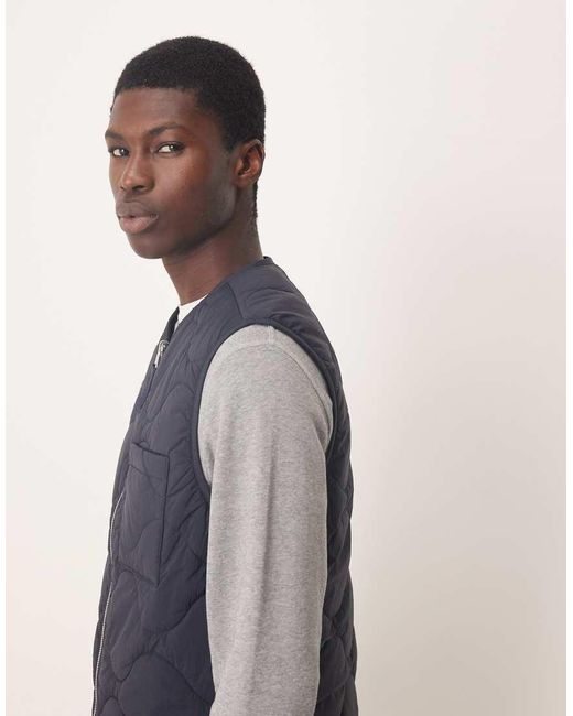ARKET Blue Quilted Vest With Zip Front for men