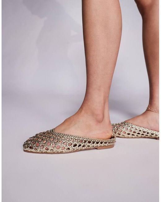 SIMMI Metallic Simmi London Cassius Woven Flat Mules