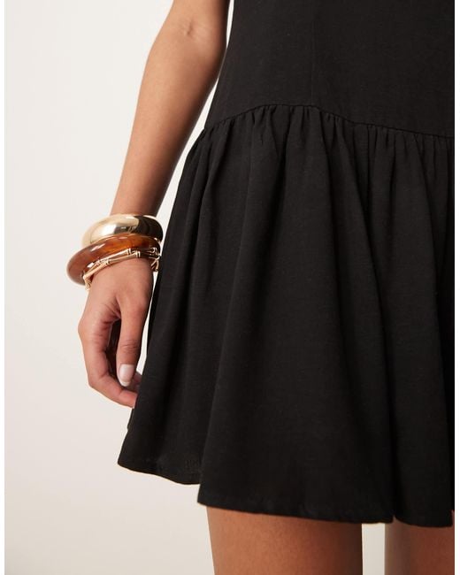 ASOS Natural Linen Blend Drop Waist Mini Dress