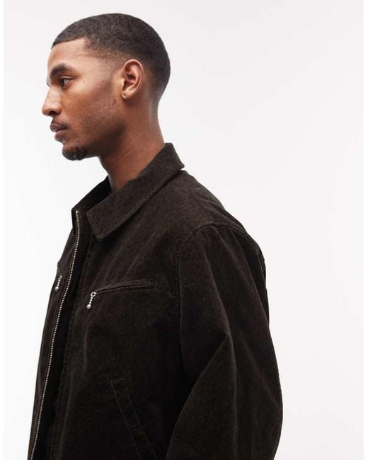 AllSaints Black Korey Leopard Print Zip Through Jacket for men