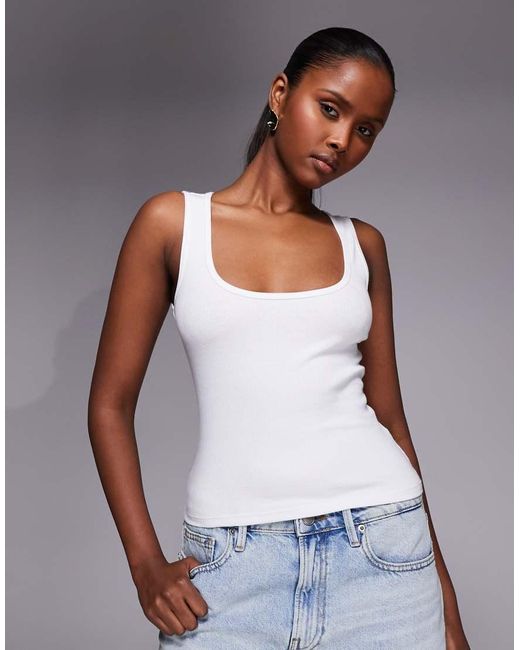 GOOD AMERICAN Gray Micro Rib Tank Top