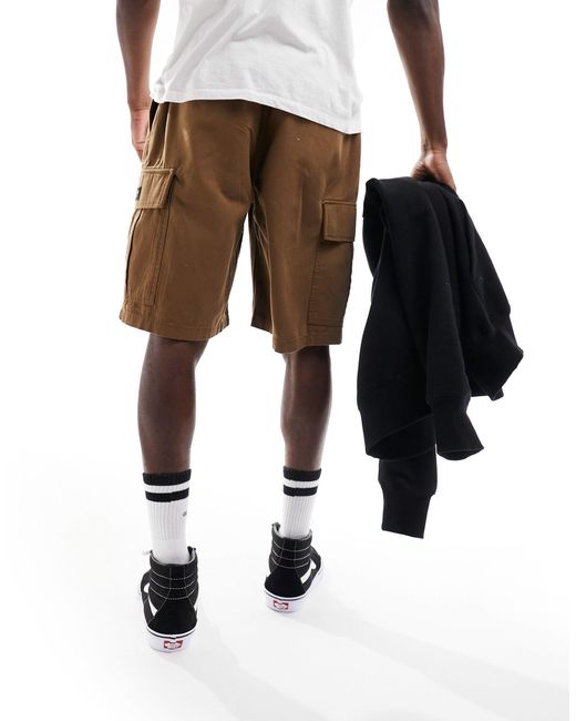 Pantalones cortos cargo marrones sueltos con bolsillos Vans de hombre de color White