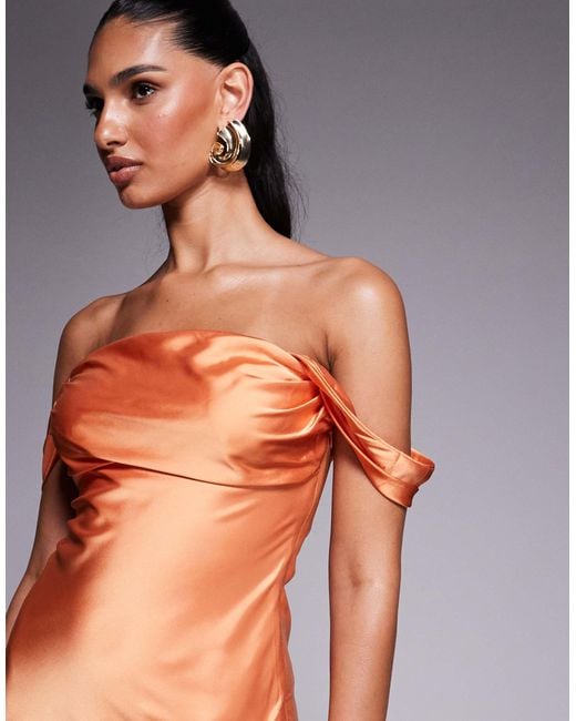 Princess Polly Blue Zabbarra Satin Off The Shoulder Drape Detail Mini Dress