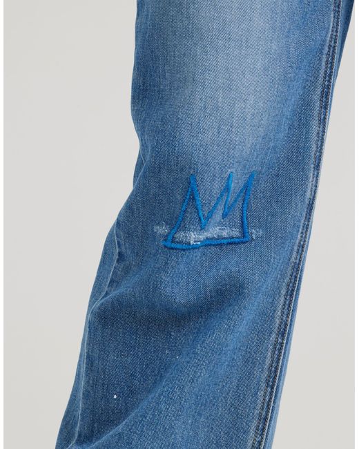 Lee Jeans Blue Womens X Basquiat High Rise Relaxed Straight Jeans