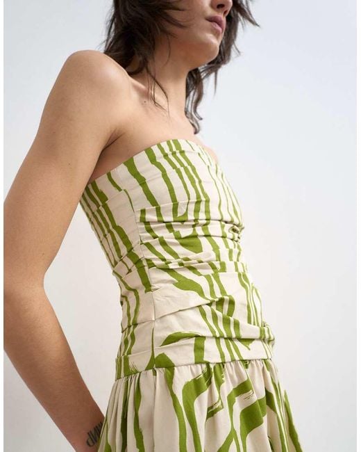 TOPSHOP White Ruched Bandeau Midi Dress
