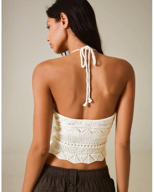 Bershka Brown Rustic Knit Halter Top