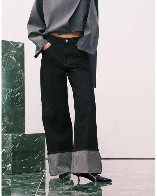 ASOS Black Deep Turn Up Jean