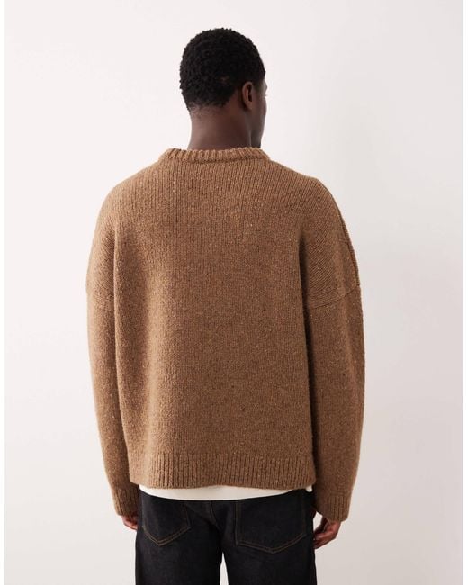 ARKET Brown Pure Wool Heavyweight Crew Neck Jumper for men