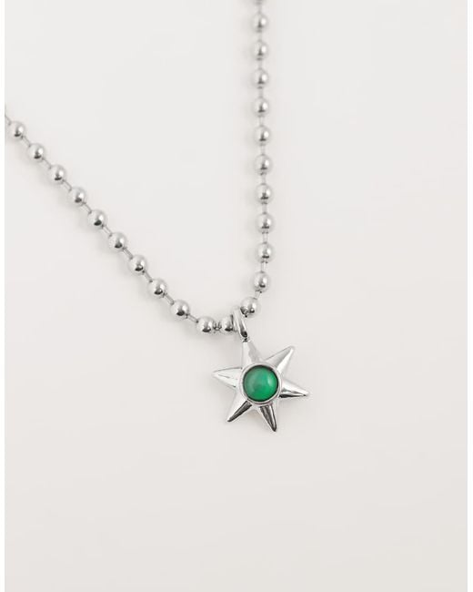 ASOS White Moodstone Star Pendant Necklace for men