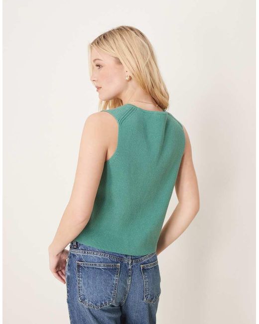 Top Sin Mangas Con Cuello De Pico Y Lazada Delantera De Abercrombie & Fitch de color Blue