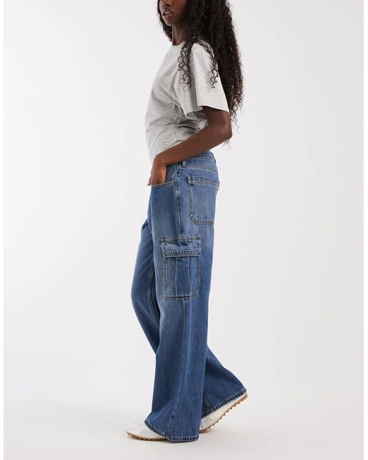 Hollister Blue Low Rise Cargo Jeans