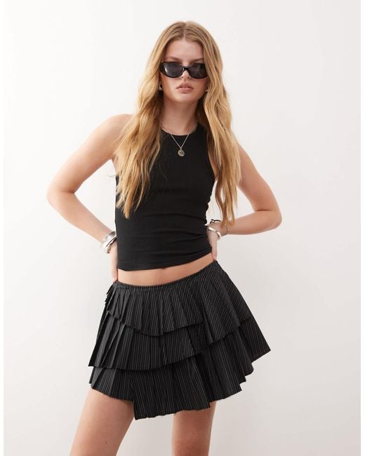 Weekday Natural Asymmetric Pleated Mini Skirt