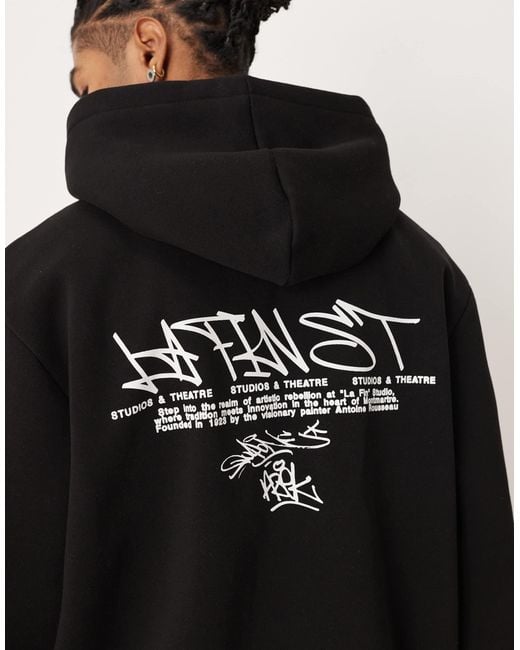 ASOS Black Relaxed Fit Hoodie With Text Print for men