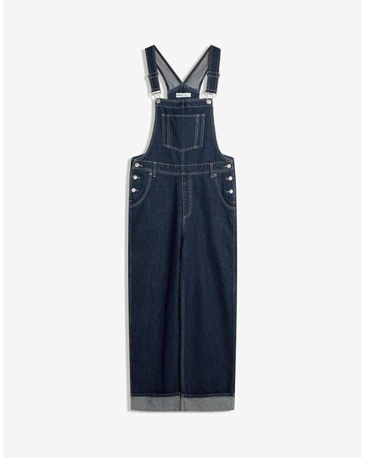 Bershka Blue Oversize Denim Jumpsuit With Straps