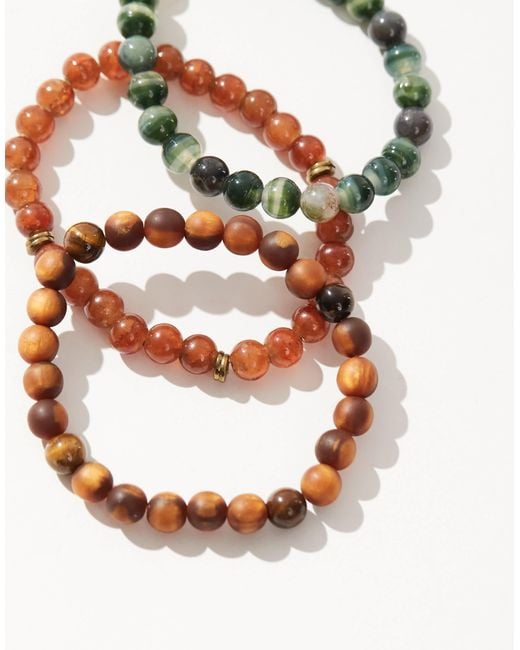 ASOS Pink Festival Beaded 3 Pack Bracelets for men