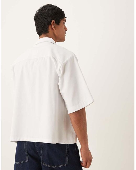 ASOS Oversized Overhemd Met Halve Mouwen En Rits En Zakken in het White voor heren