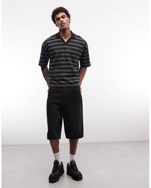 ASOS Black Heavyweight Boxy Oversized Polo for men
