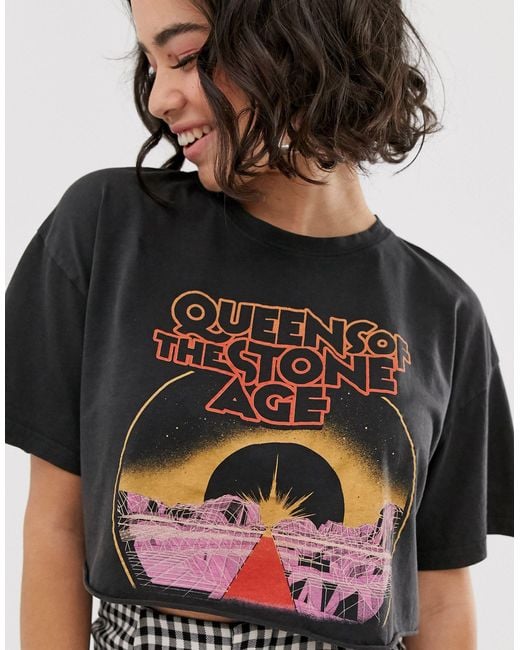 Bershka Queens Of The Stone Age T-shirt in Grey | Australia