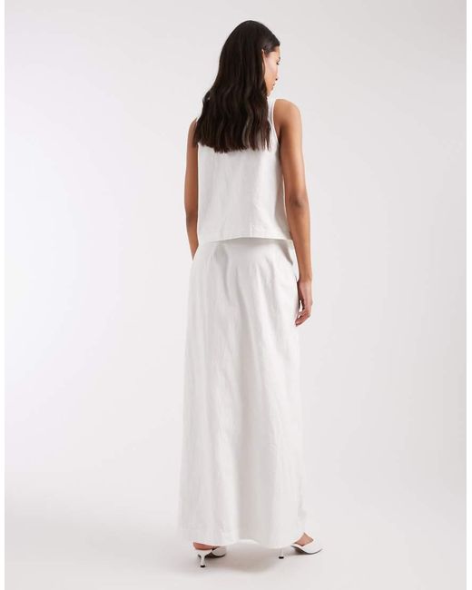 4th & Reckless White Cotton Tie Side Detail Beach Maxi Skirt Co-Ord