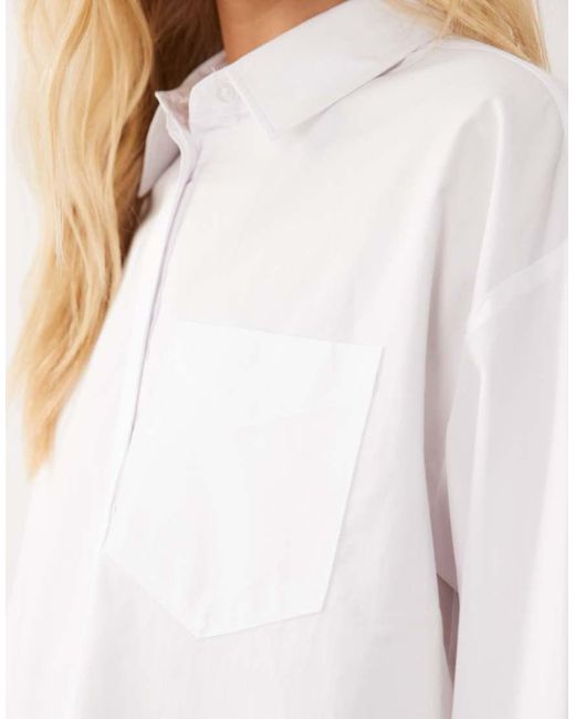 Mango White Cropped Shirt