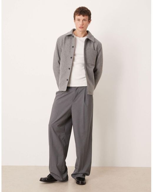 Mango Gray Oversized Shacket for men