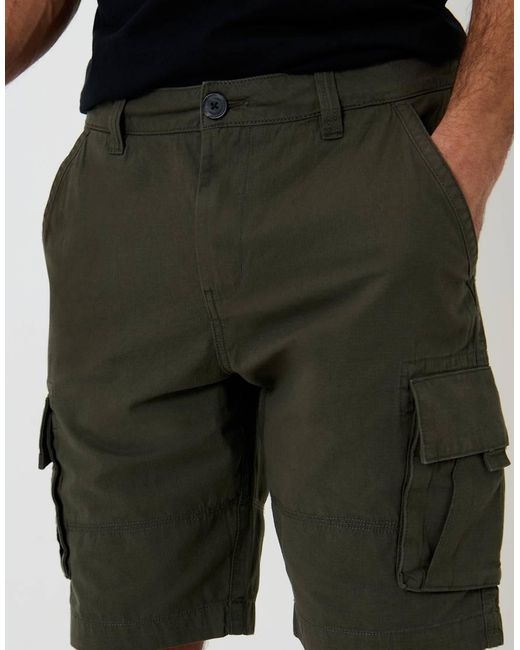 Threadbare Black Cotton Cargo Shorts for men