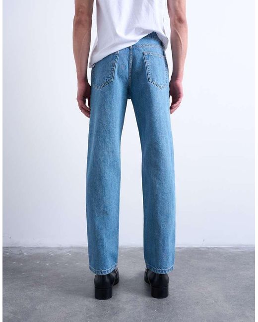Topman Stijve Jeans Met Rechte Pijpen in het Blue voor heren