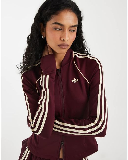 Adidas Originals Red Adidas Originals Sport Zip Thru Top