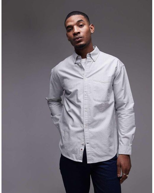 Tommy Hilfiger Gray Oxford Shirt With Crest Logo for men