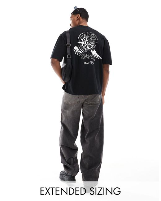 T-shirt oversize à imprimé boussole au dos ASOS pour homme en coloris Black