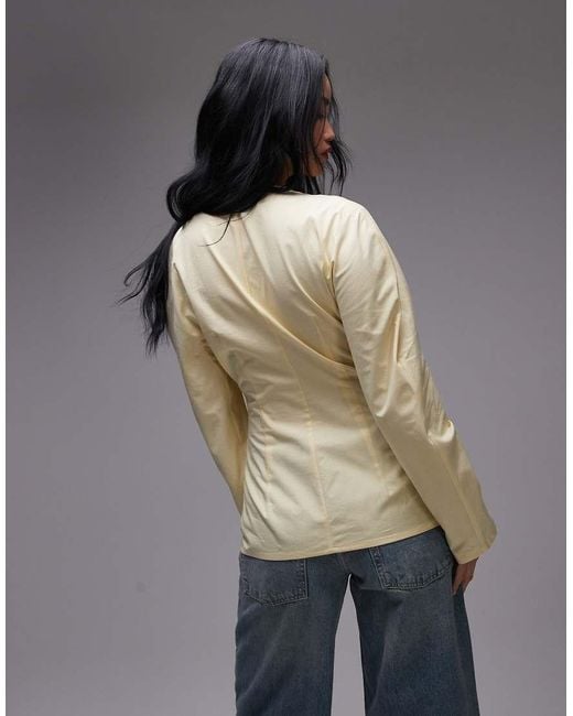 ASOS Yellow Cinch Waist Cocoon Sleeve Shirt