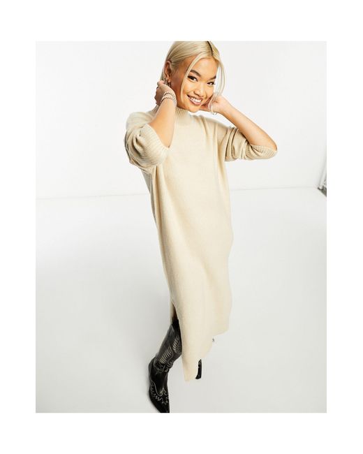 Ming - robe longue oversize en maille - taupe Brave Soul en coloris White