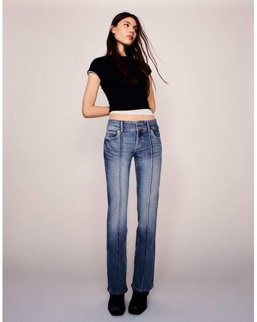 Bershka Blue Low Rise Bootcut Jeans